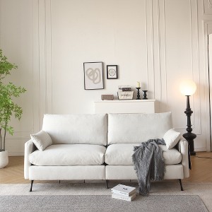 Deep 3-Seater Cloud Couch with 2 Armrest Pillows and 2 Toss Pillows, Love Seat for Living Room Bedroom Office Apartment, White - 1 of 1
