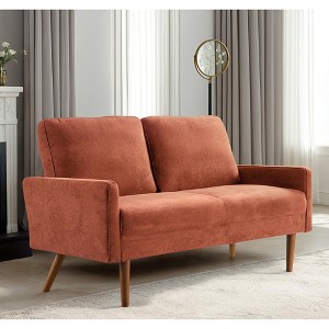 56" Velvet European Style 2-Seater Loveseat Sofa for Living Room, Apartment or Office with Sleek Design, Modern Vintage Flair - 1 of 4