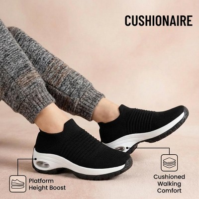Женские кроссовки CUSHIONAIRE Breeze Easy Slip On Womens Sneakers - Casual Everyday Walking Shoes for Women with Breathable Mesh and Comfort, Black/Wht 8.5 — фото 6