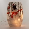 Stony Creek 9.75 In Snowy Fun Pre-Lit Glass Vase Snowman Cardinals Novelty Sculpture Lights - 2 of 2