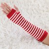 Allegra K Women's Stripe Print Knitted Fingerless Elbow Length Gloves Warmers One Size 1 Pair - 2 of 4