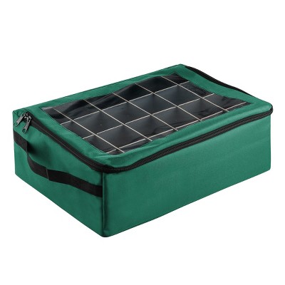 Hastings Home Ornament Storage Box Zippered Lid Organizer with 48 Individual Compartments and Dividers for Christmas Bulbs and Decorations