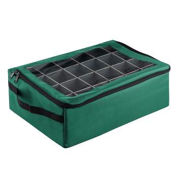 Hefty 72qt Ornament Divider And Green Lid Storage Box Clear : Target