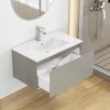KWPZQEB 32" Modern Floating Cabinet Vanity with Sink Combo, Wall Mounted Cabinet with Drawer & Unique Handle-Free Design for Small Space, White/Gray - 2 of 4