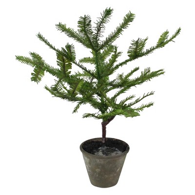 Allstate Floral 17" Green Artificial Mini Pine Tree in Paper Mache Pot