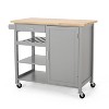 Vynxaria Kitchen Island Cart - Solid Wood Top, Mobile Storage with Spice Rack & Towel Holder - 3 of 4