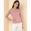 Allegra K Women's Slim Fit Sheer-Long-Sleeves Flower Embroidery Lace Top - 3 of 4