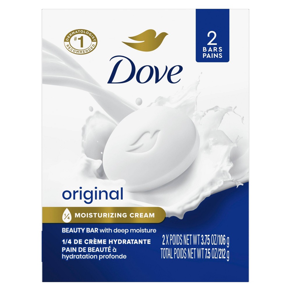 Photos - Soap / Hand Sanitiser Dove Beauty White Moisturizing Beauty Bar Soap - 2pk - 3.75oz each