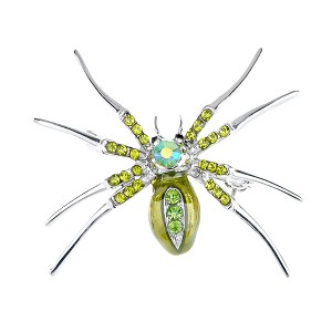 Anna-Kaci Women's Rhinestone Spider Brooch Pin with Black Gemstone Accents - 1 of 4