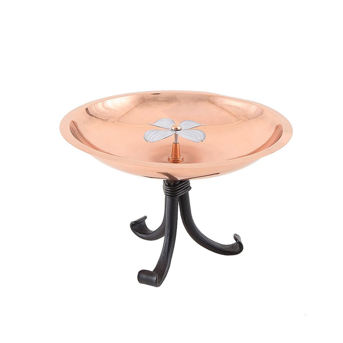 Achla Designs 8" Dogwood Garden Birdbath, Copper Plated/Patina Finish, Tripod Stand: Stainless Steel, Freestanding