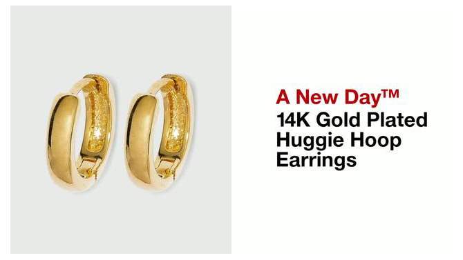 14K Gold Plated Huggie Hoop Earrings - A New Day&#8482;, 2 of 11, play video