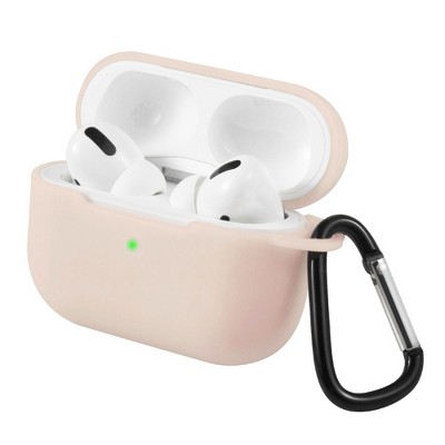 Insten Case Compatible with AirPods Pro - Protective Silicone Skin Cover with Keychain, Sand Pink