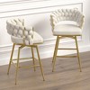 26" Toweling Upholstered Bar Stools Set of 2 with 360¡ã Swivel, Backrest, Footrest, and Metal Legs for Kitchen Island - 2 of 4