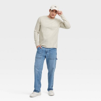 Мужские футболки Goodfellow & Co Men's Vintage Long Sleeve Pocket T-Shirt - Goodfellow & Co™ Light Beige S — фото 3
