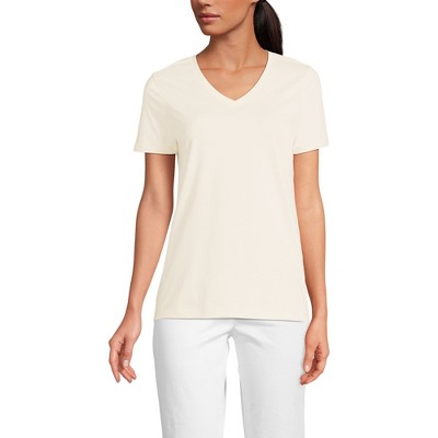 Lands' End Women's Relaxed Supima Cotton V-Neck T-Shirt