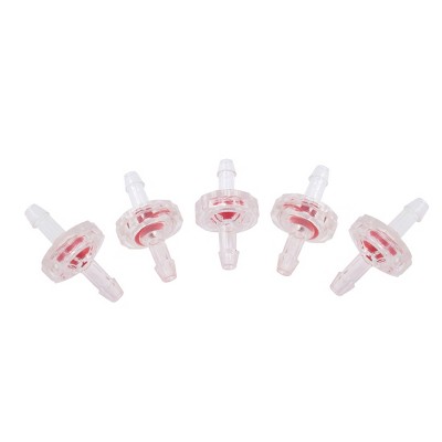 Unique Bargains Aquarium One Way Non-Return 5mm Check Valve Air Line Pump Red Clear 5 Pcs