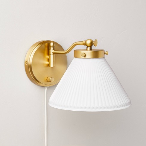 Pleated Shade Wall Sconce Brass/oatmeal - Hearth & Hand™ With Magnolia :  Target