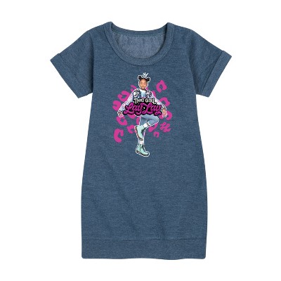 Nickelodeon That Girl Lay Lay Graphic Short Sleeve Fleece Dress - Heather Navy - Small