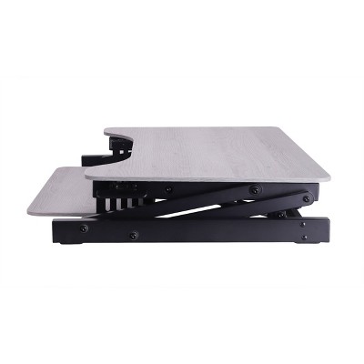 Gray Adjustable Standing Desk Converter with Retractable Keyboard Tray