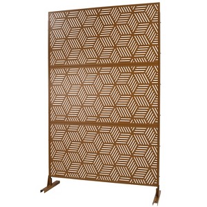 Grungis 76" H×48" W Freestanding Privacy Fence with Geometric Openwork Pattern,Outdoor Privacy Screen for Balcony,Patio,Garden - 1 of 4