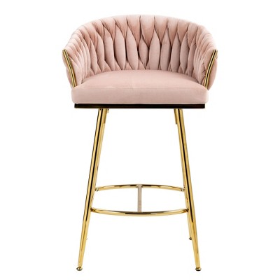 NicBex Bar Stools for Kitchen Island,Velvet Counter Bar Stools with Golden Legs,30 inch Bar Chairs for Dining Rooms,Kitchens Islands