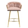 PAGED Bar Stools Set of 2, Modern Velvet Counter Height Bar Chair with Hand-wave Back and Golden Base for Bar, Kitchen, Dining Room - 4 of 4