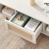 Lirago,Modern Square Coffee Table with Rattan Drawer - Wooden Mid-Century Design for Living Room-White - 3 of 4