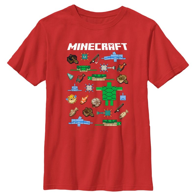 Boy's Minecraft Fish and Mobs T-Shirt, 1 of 5