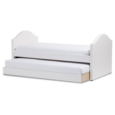 White Twin Faux Leather Upholstered Daybed with Trundle