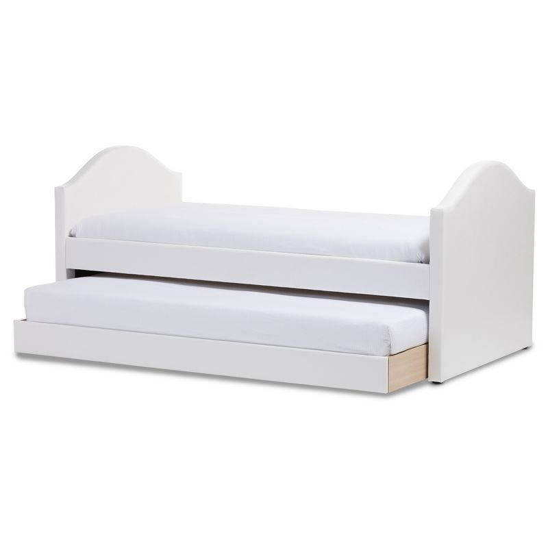 Twin Alessia Faux Leather Upholstered Daybed with Guest Trundle Bed White - Baxton Studio, 3 of 7