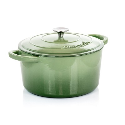 Turgla 2-1/2 Qt. Green Enameled Cast Iron Hecha Dutch Oven - 8-1