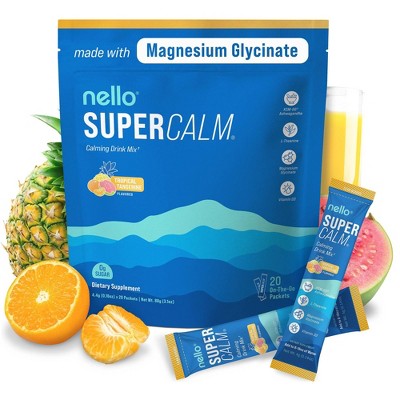 Nello Supercalm Calming Drink Mix Supplement Powder - Tropical Tangerine - 20ct