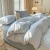 Blue White Gingham Duvet Cover Set, 3 Pcs, Soft Microfiber, Farmhouse Style - 2 of 4