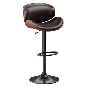 Gikpal Barstools, Adjustable Bentwood Barstools, Modern PU Leather Upholstered Bar Chair with Back and Footrest, for Bar, Dining Room - 1 of 4