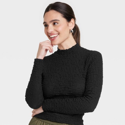 Women's Long Sleeve Slim Fit Mock Turtleneck T-shirt - A New Day™ : Target