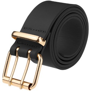 INSPIRE CHIC Women's Faux Leather Double Grommet Punk Rock Metal Octagon Waist Belts for Jeans - 1 of 4