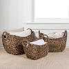 happimess Nellie Farmhouse Classic Handwoven Hyacinth Storage Boat Baskets with Handles - 2 of 4