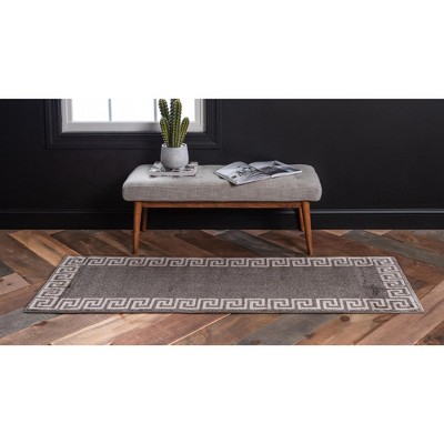 Modern Athens Geometric Gray 2' x 6' Indoor Runner Rug