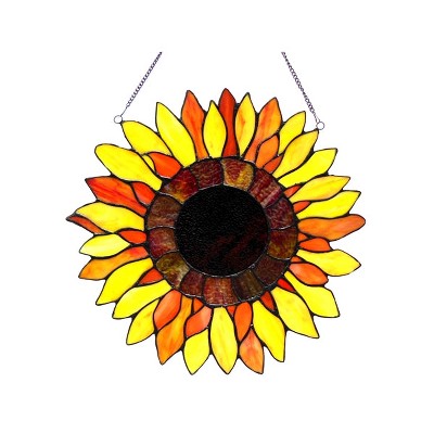 Chloe Lighting Sunnyville Tiffany-Glass Sunflower Window Panel 16"
