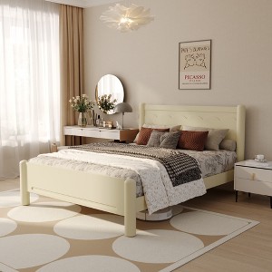 GDFStudio Pansy Solid Wood Platform Bed Frame with Headboard - 1 of 4