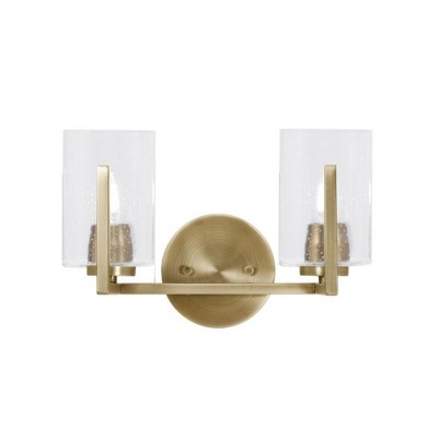 Toltec Lighting Atlas 2 - Light Vanity in  New Aged Brass with 4" Clear Bubble Shade