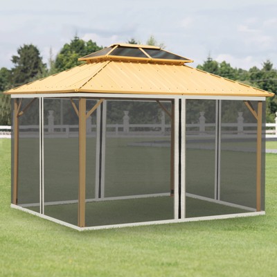Vynxaria CreamOutsunny 10' x 13' Replacement Mesh Sidewall Netting for Patio Gazebos and Canopy Tents with Zippers