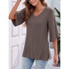 MISSKY Women's 3/4 Bell Sleeve V Neck Loose Fit Tunic Tops - 3 of 4