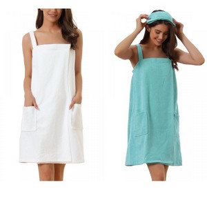 INSPIRE CHIC Women's 2 Pcs Sleeveless Towel Wrap Robe with Strap for Shower - 1 of 4
