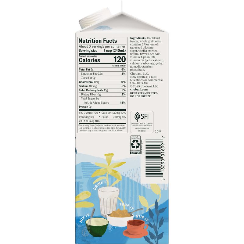 Chobani Vanilla Plant-Based Oatmilk - 52 fl oz, 4 of 8