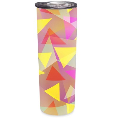 Elanze Designs Neon Triangle Pattern Purple Yellow 20 ounce Stainless Steel Travel Tumbler