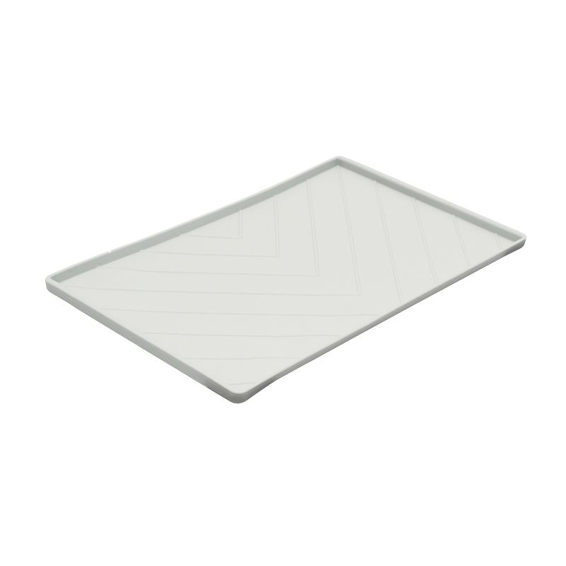 Messy Mutts Light Grey Silicone Large Non-Slip Dog Bowl Mat with Raised Edge, 1 of 4