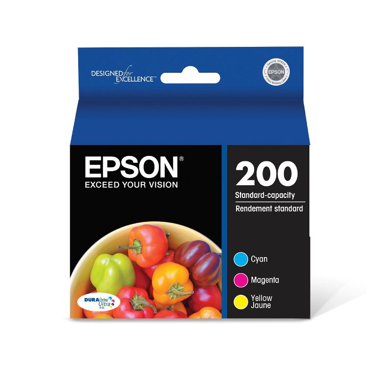 Epson 200 Single, 2pk, 3pk, & 4pk Ink Cartridges - Black, Yellow, Magenta, Cyan, Multicolor, 1 of 10