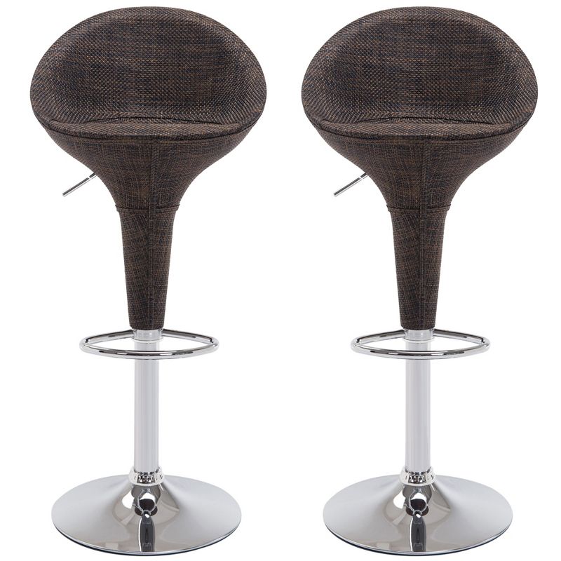 HOMCOM Adjustable Bar Stools Set of 2, Rattan Bar Height Barstools with Swivel for Pub Counter Kitchen, 4 of 8
