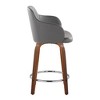 24" Contemporary Fixed-Height Counter Stool with Swivel in Wood and Faux Leather with Round Footrest - Set of 2 - 3 of 4